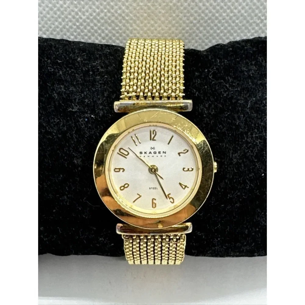 Skagen Denmark 107SGG1 Women's Gold Stainless Steel Analog Dial Watch JNA953